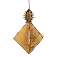 Wooden Bauble | Diamond Tile in Purple/Ochre