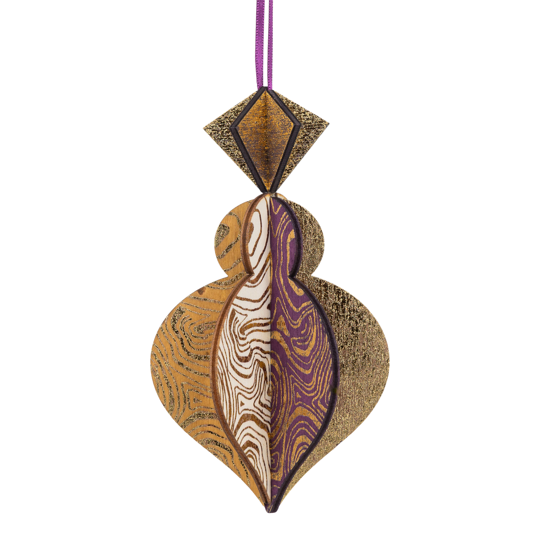 Wooden Bauble | PontyPine in Purple/Ochre