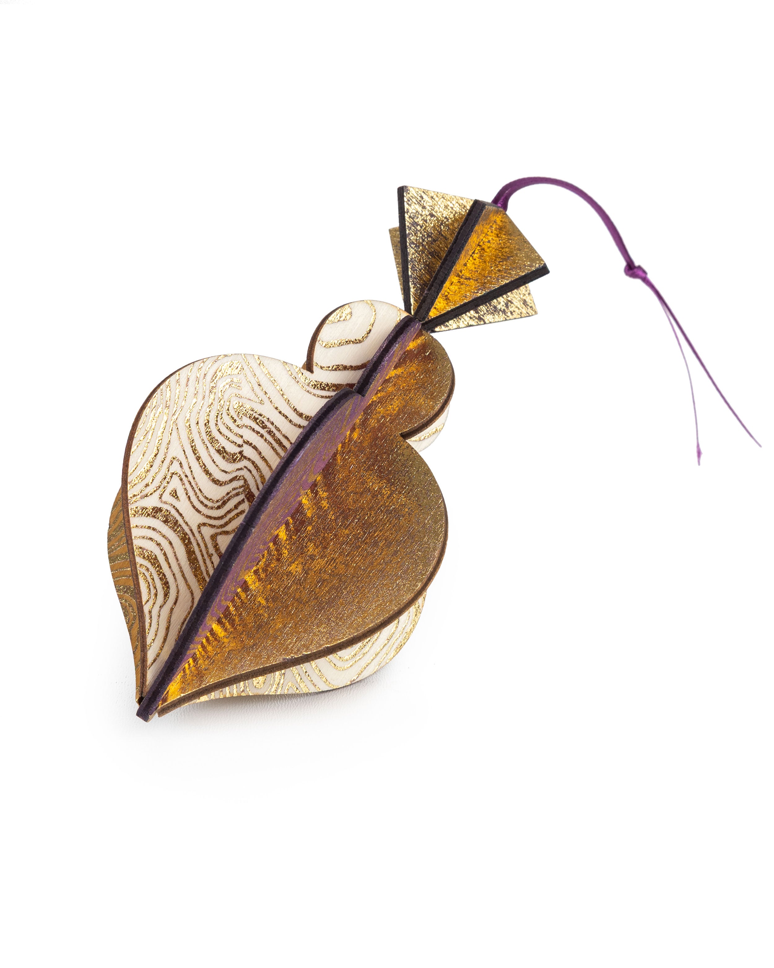 Wooden Bauble | PontyPine in Purple/Ochre