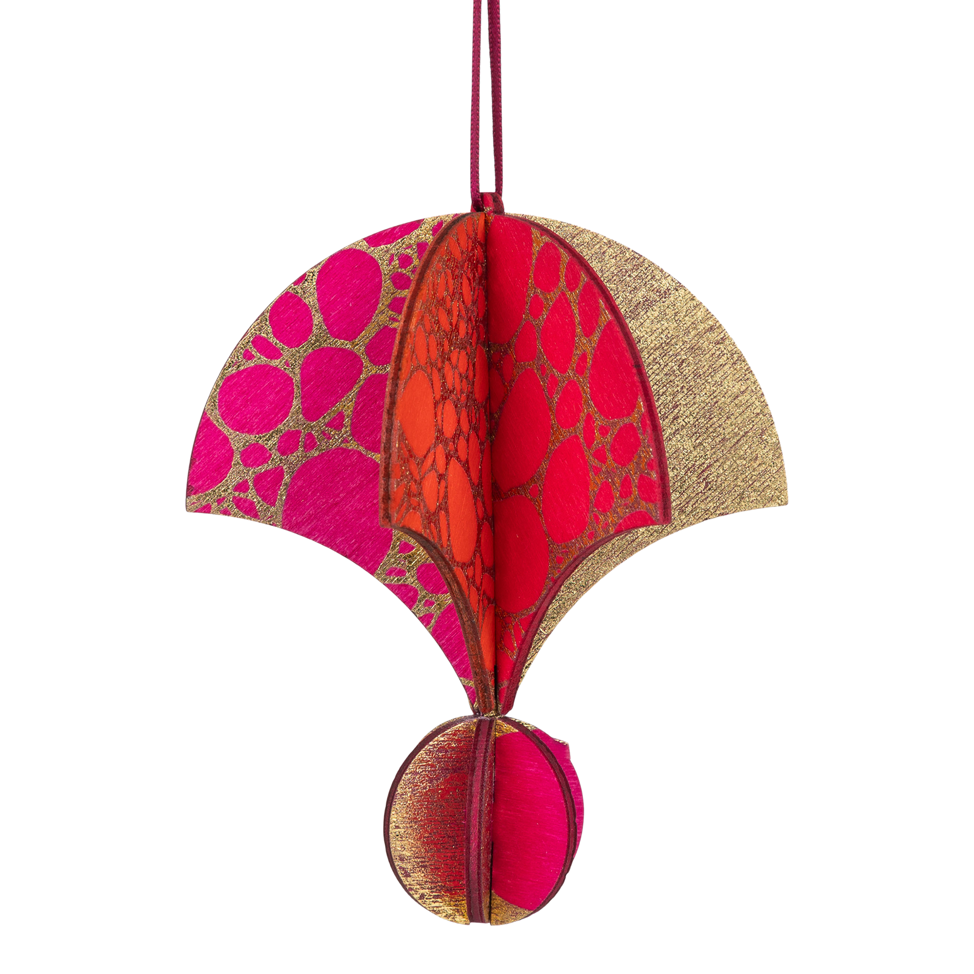 Wooden Bauble | Parachute in Hot Pink/Orange