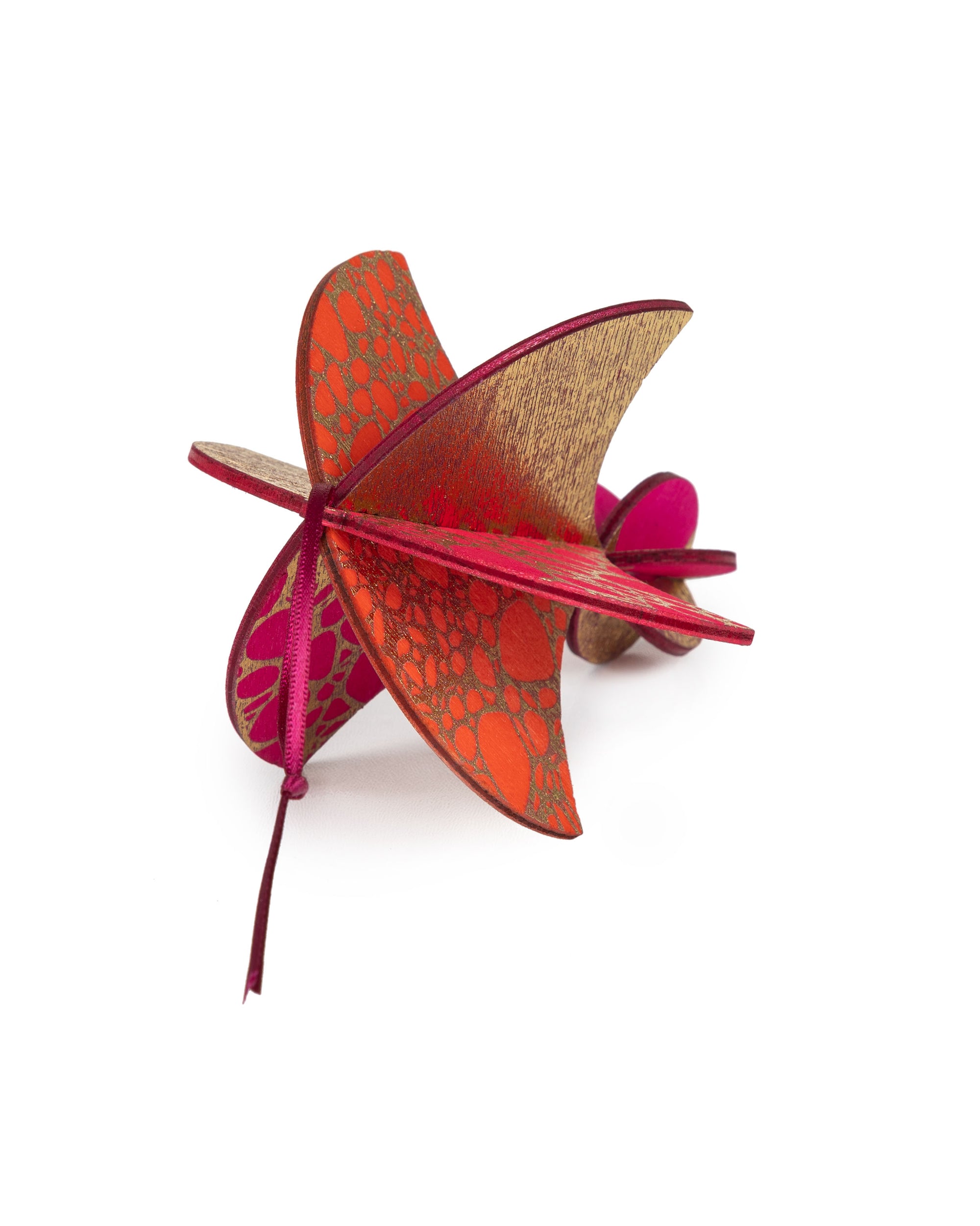 Wooden Bauble | Parachute in Hot Pink/Orange