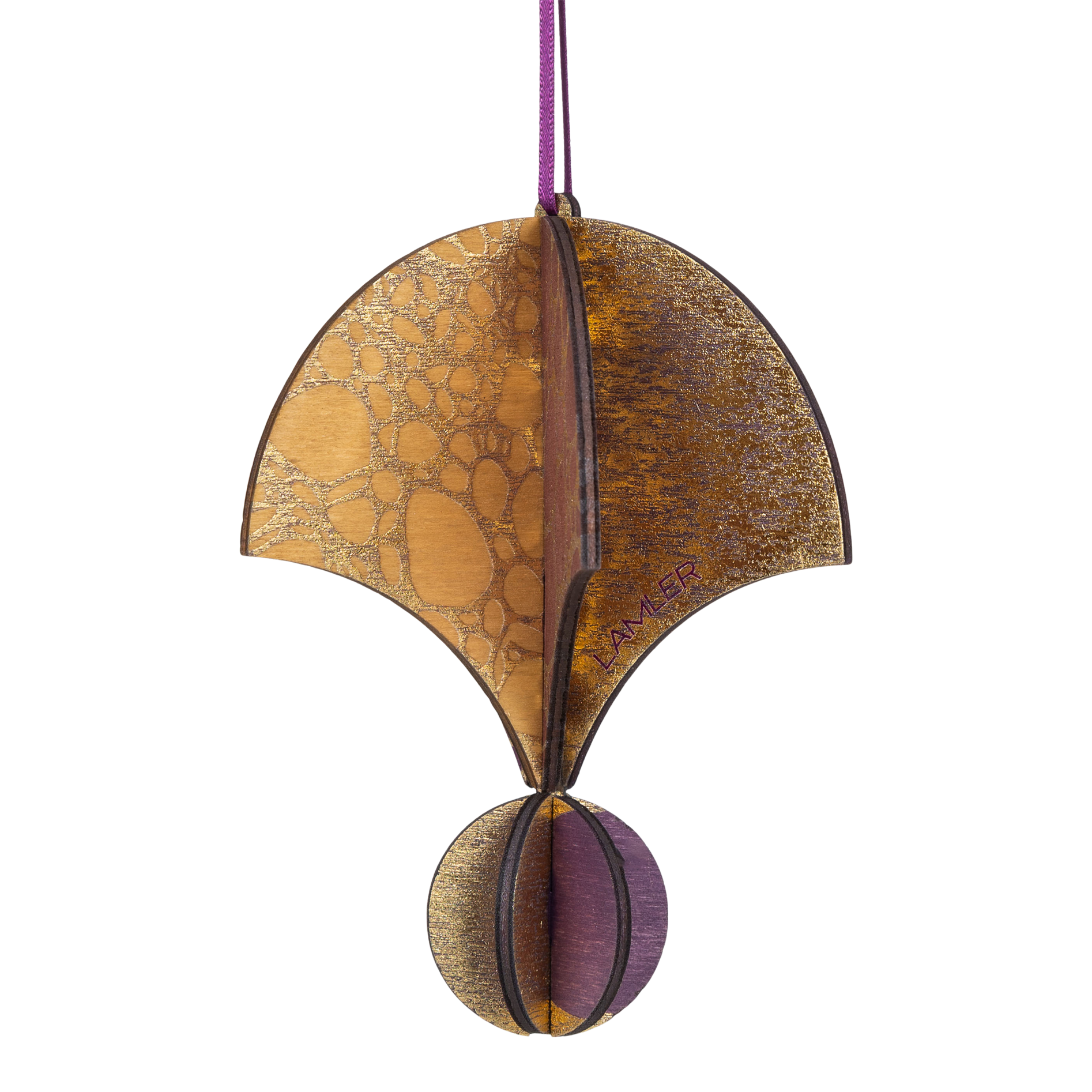 Wooden Bauble | Parachute in Purple/Ochre