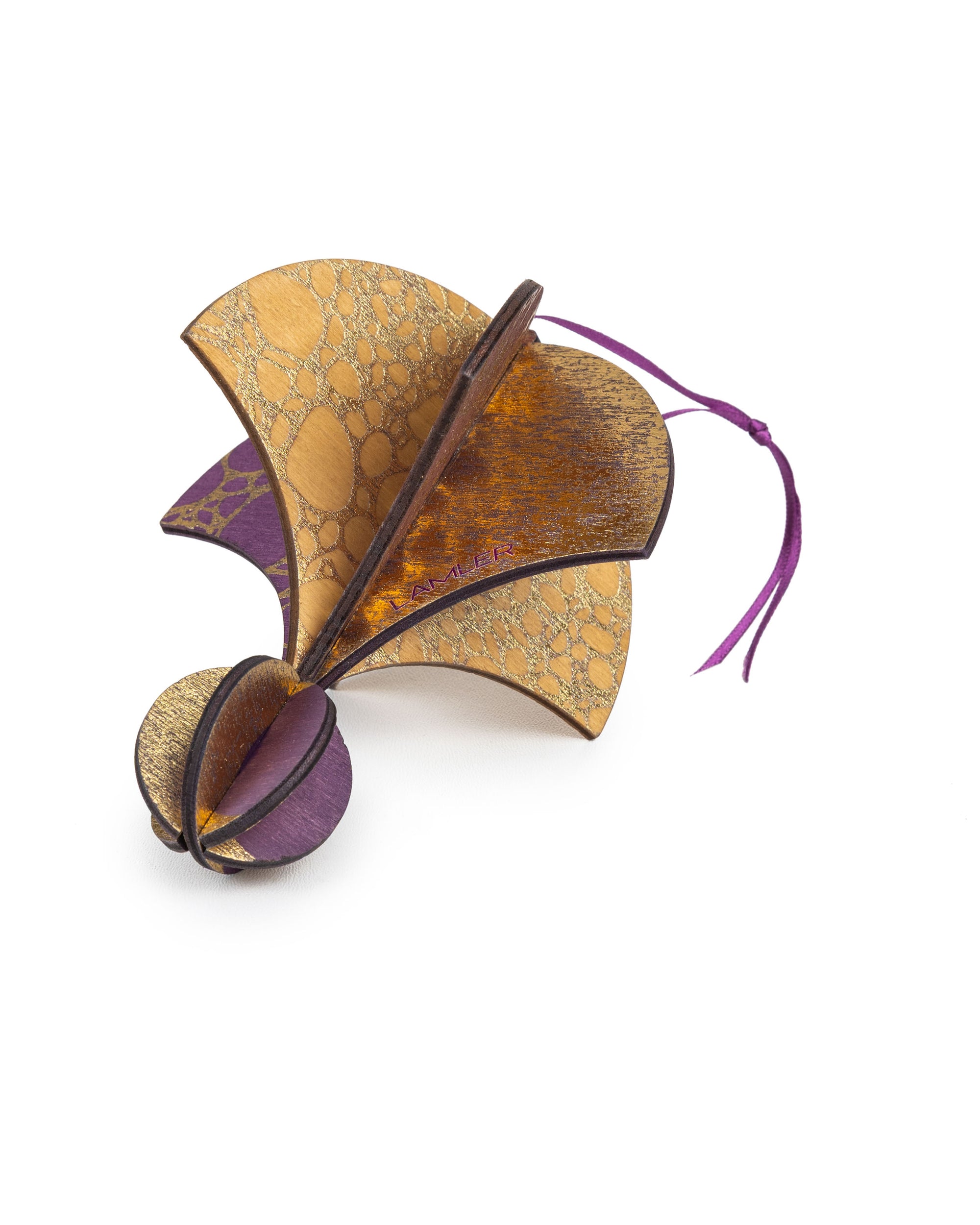 Wooden Bauble | Parachute in Purple/Ochre