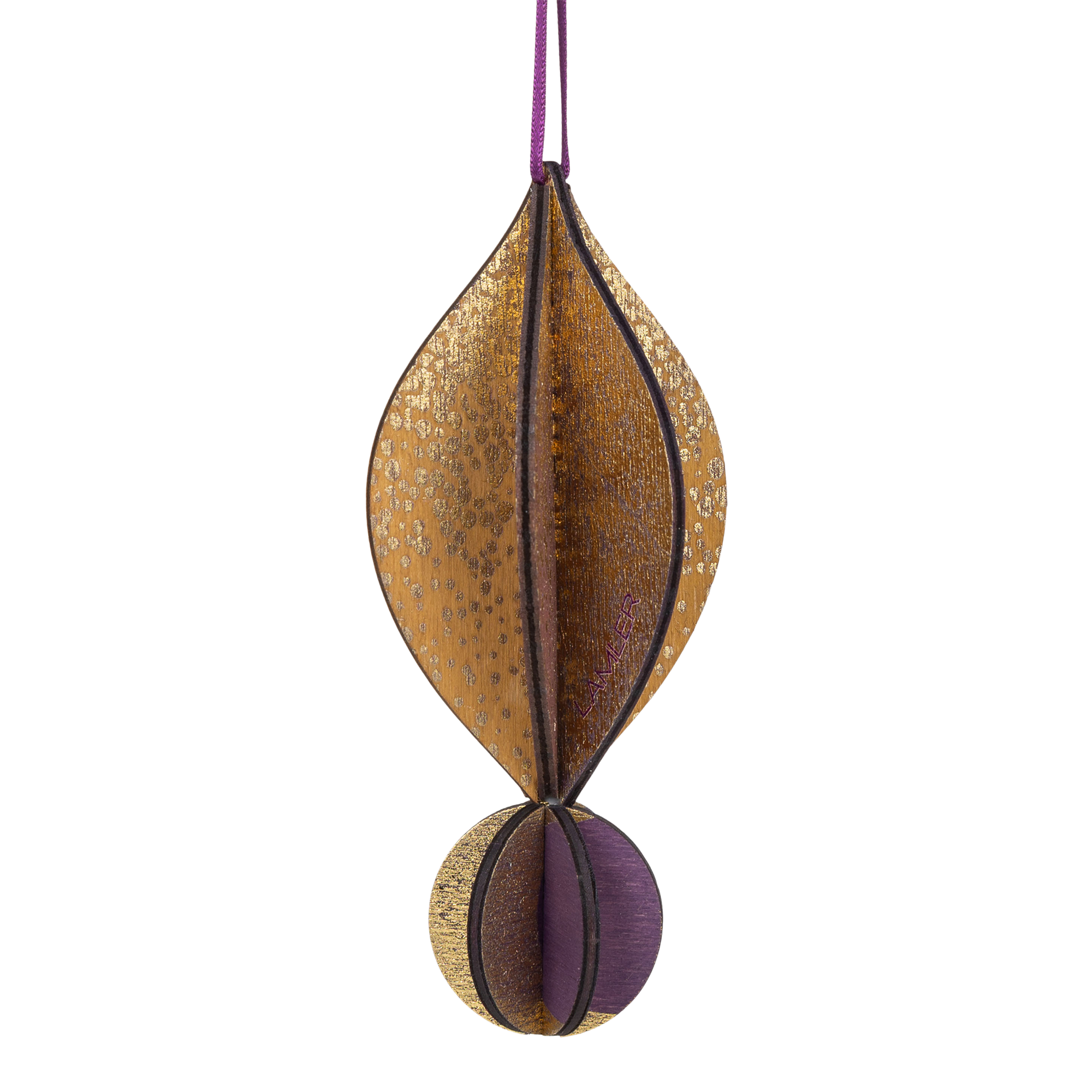 Wooden Bauble | Petal in Purple/Gold