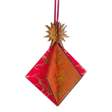 Wooden Bauble | Diamond Tile in Hot Pink/Deep Orange