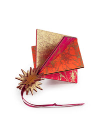 Wooden Bauble | Diamond Tile in Hot Pink/Deep Orange