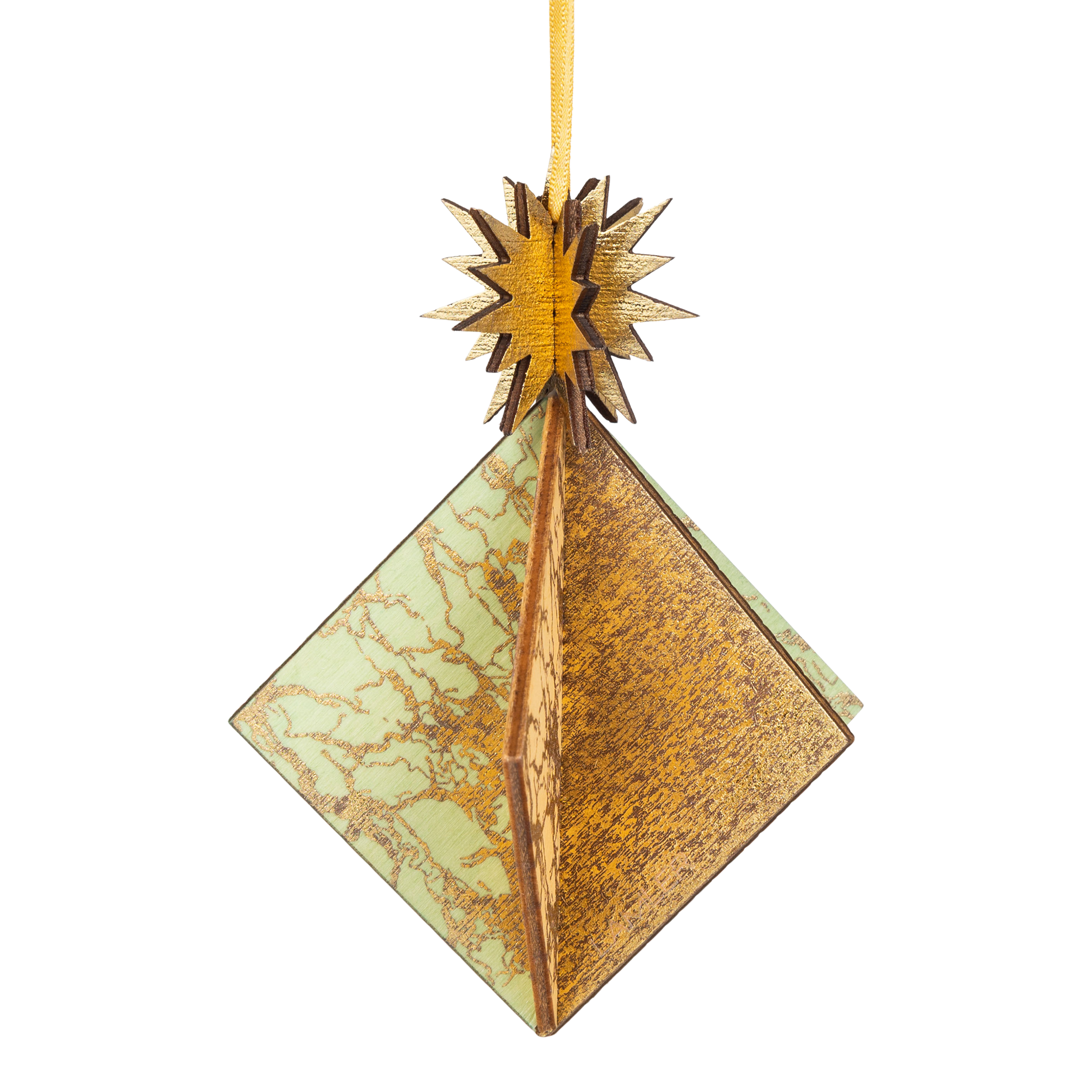 Wooden Bauble | Diamond Tile in Pale Yellow/Green