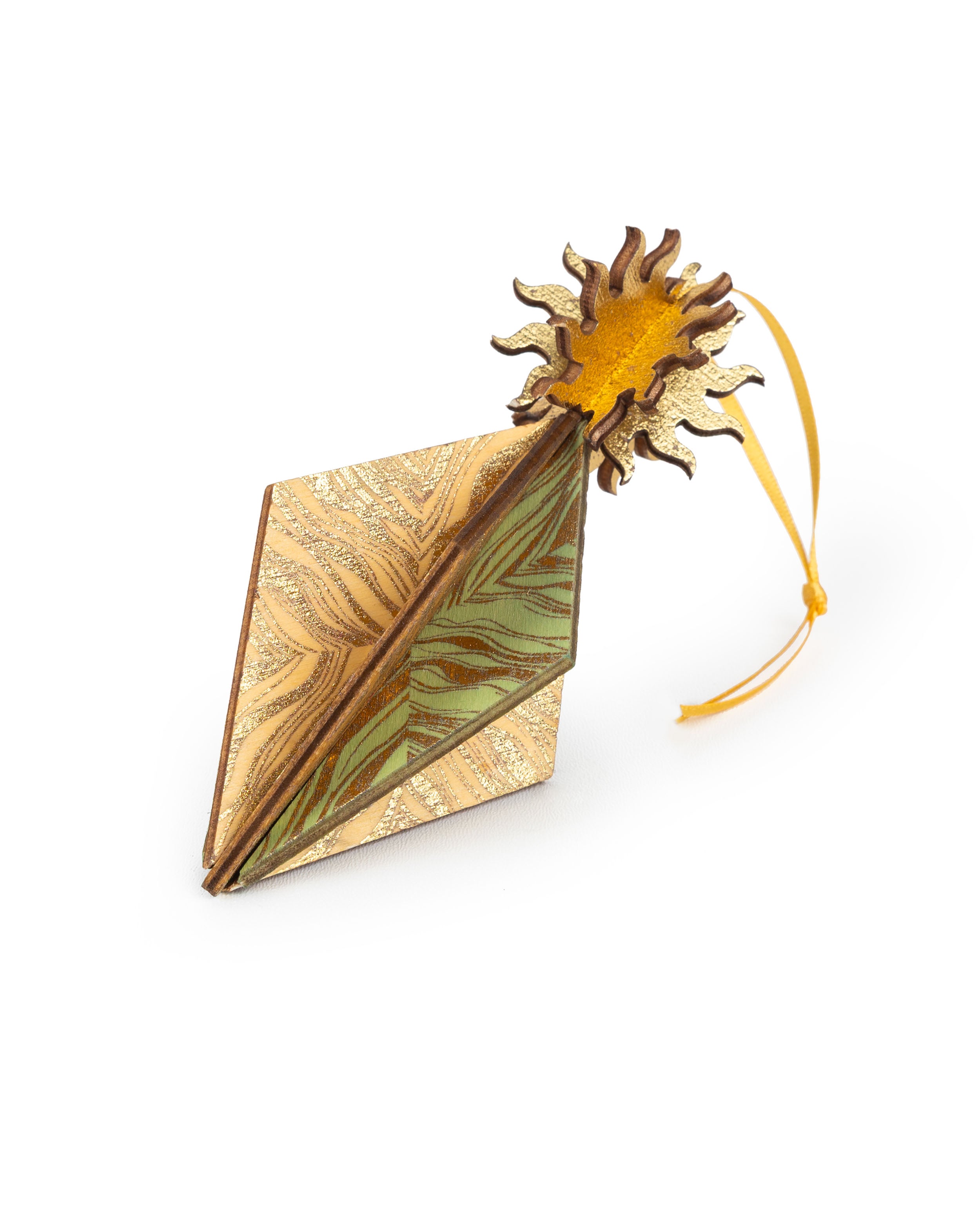 Wooden Bauble | Seed Head in Pale Yellow/Soft Green