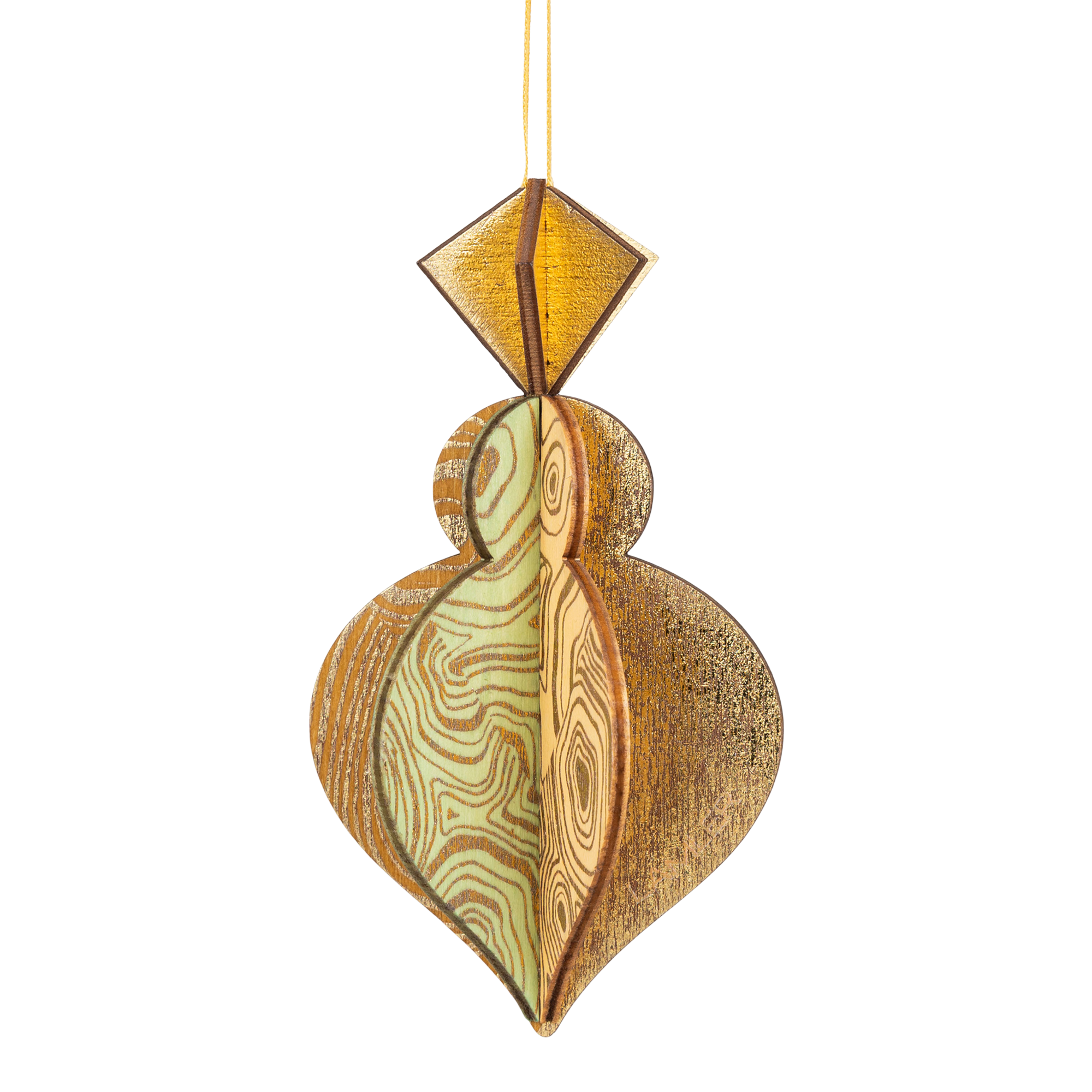 Wooden Bauble | PontyPine in Pale Yellow/Soft Green