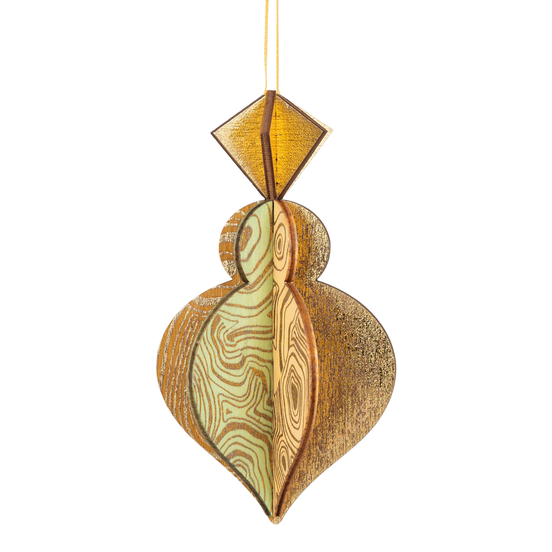 Wooden Bauble | PontyPine in Pale Yellow/Soft Green