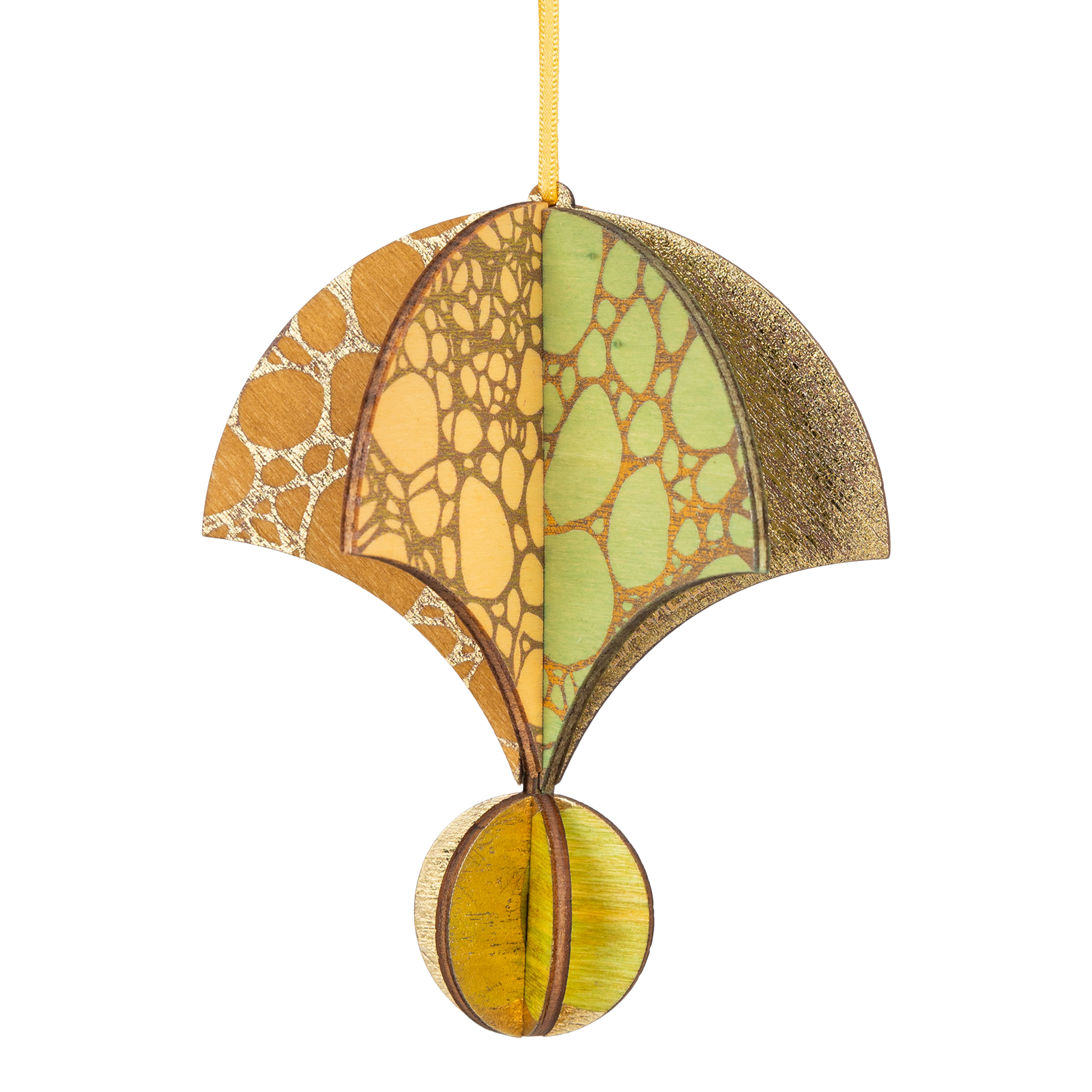 Wooden Bauble | Parachute in Pale Yellow/Green
