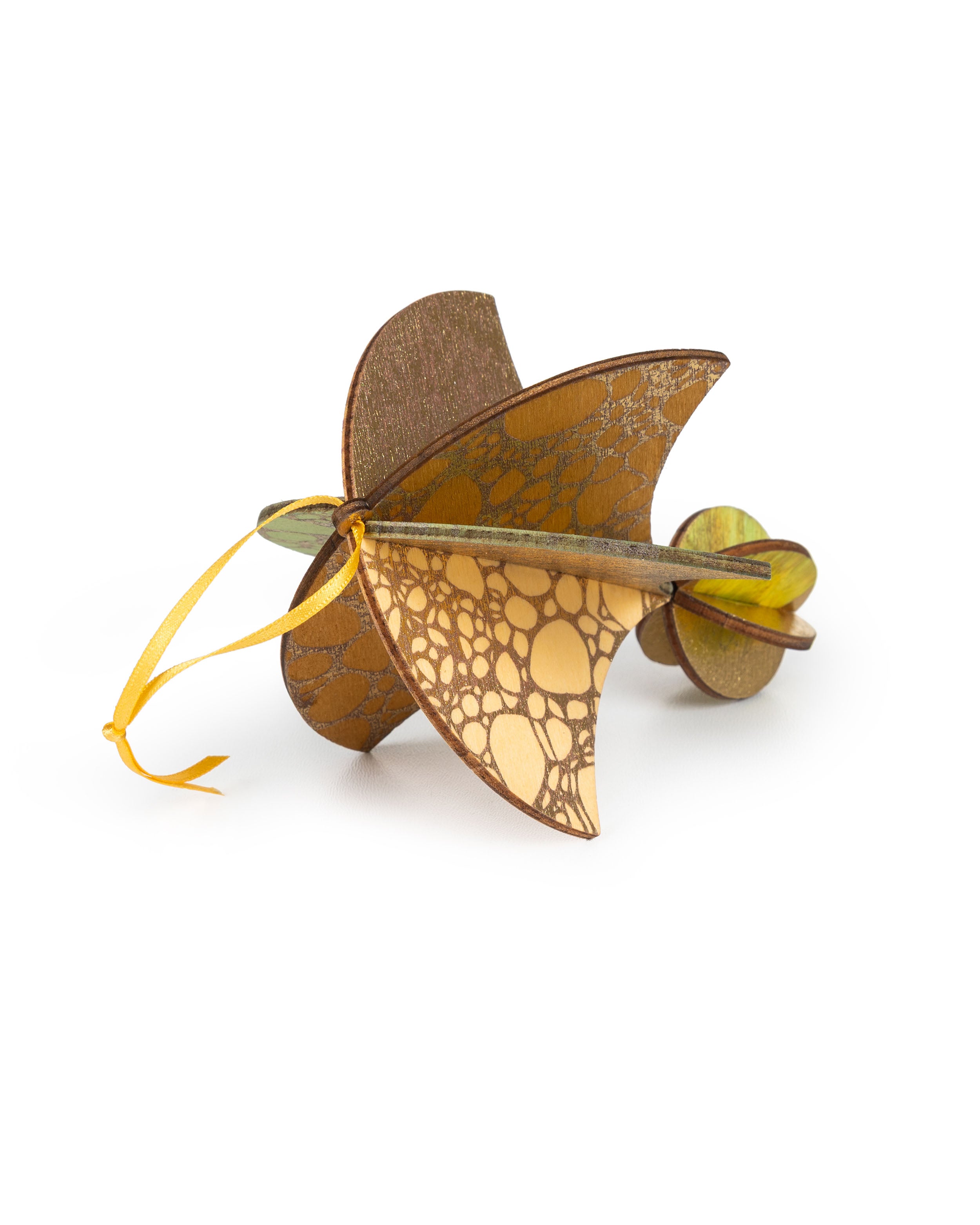 Wooden Bauble | Parachute in Pale Yellow/Green