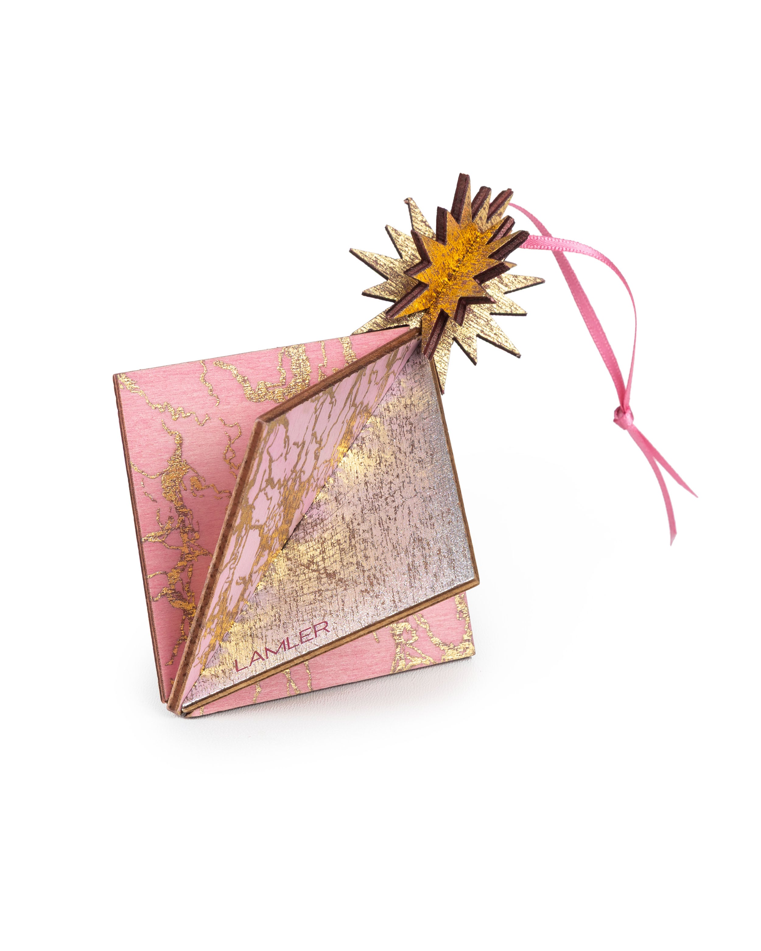 Wooden Bauble | Diamond Tile in Pink