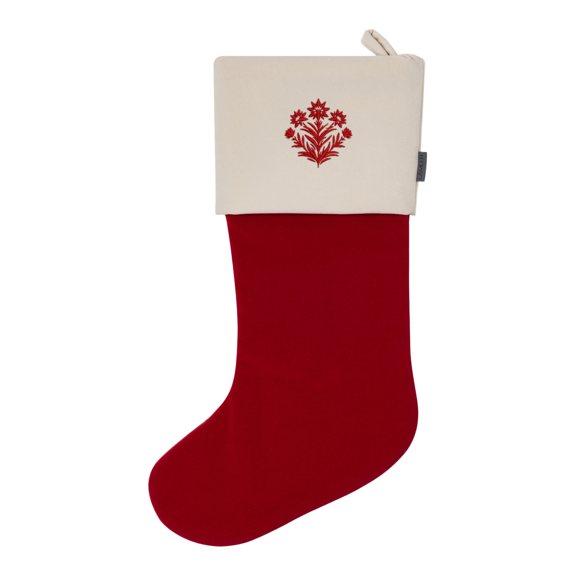 Velvet Christmas Stockings | Hot Red/Ivory