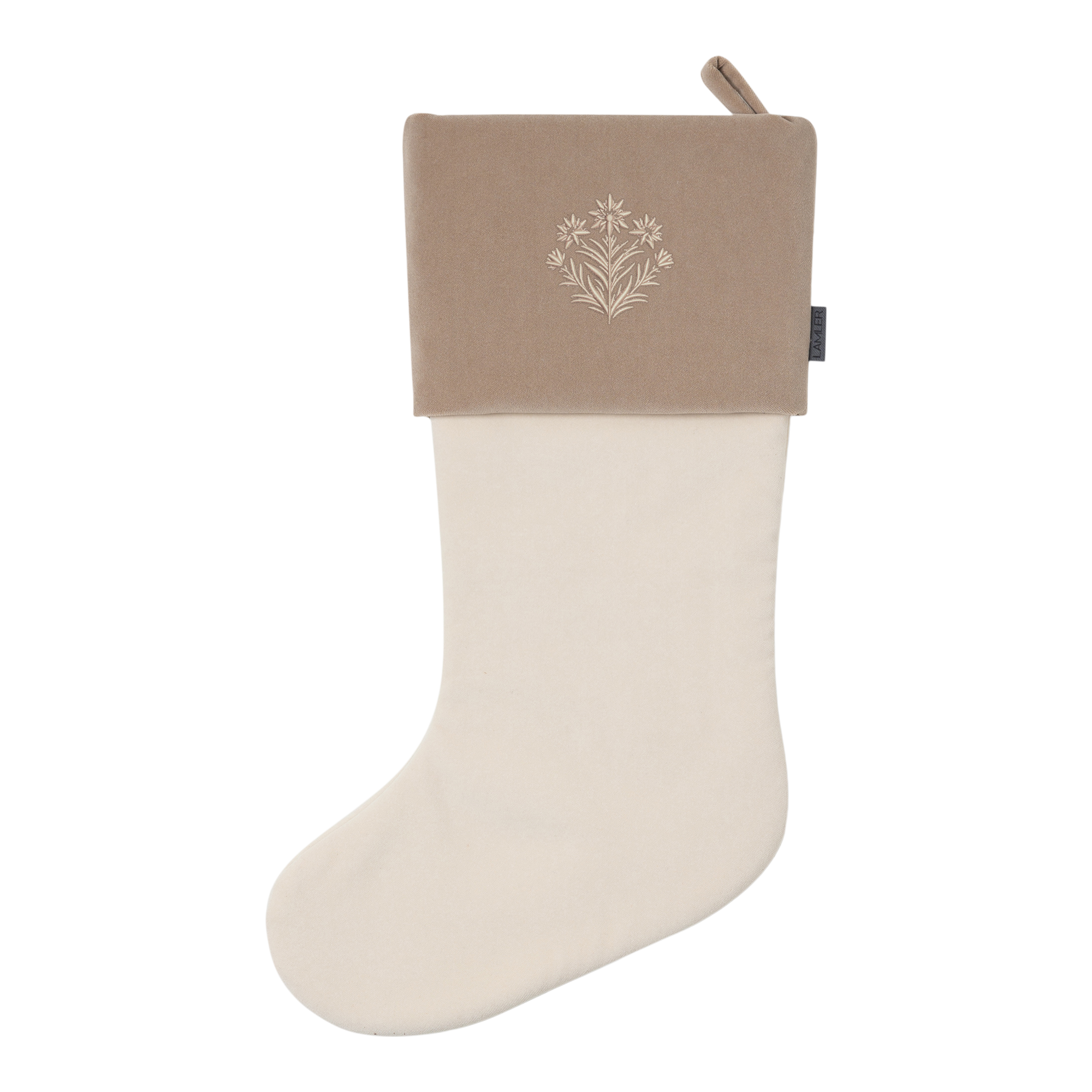 Velvet Christmas Stockings | Ivory/Sand