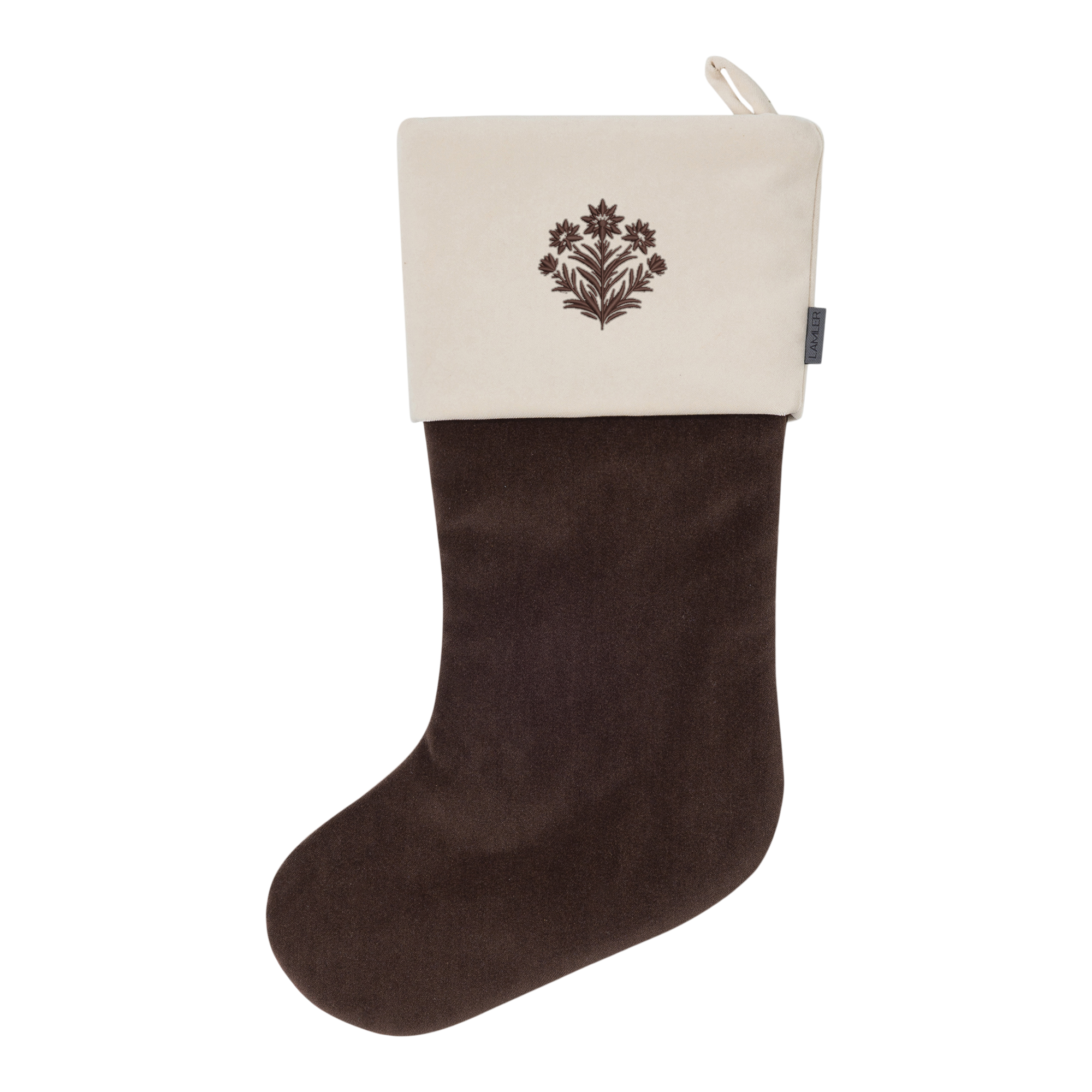 Velvet Christmas Stockings | Chocolate/Ivory
