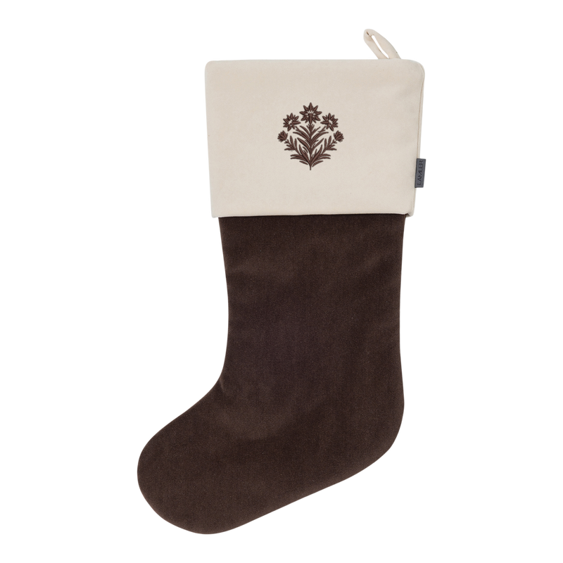 Velvet Christmas Stockings | Chocolate/Ivory