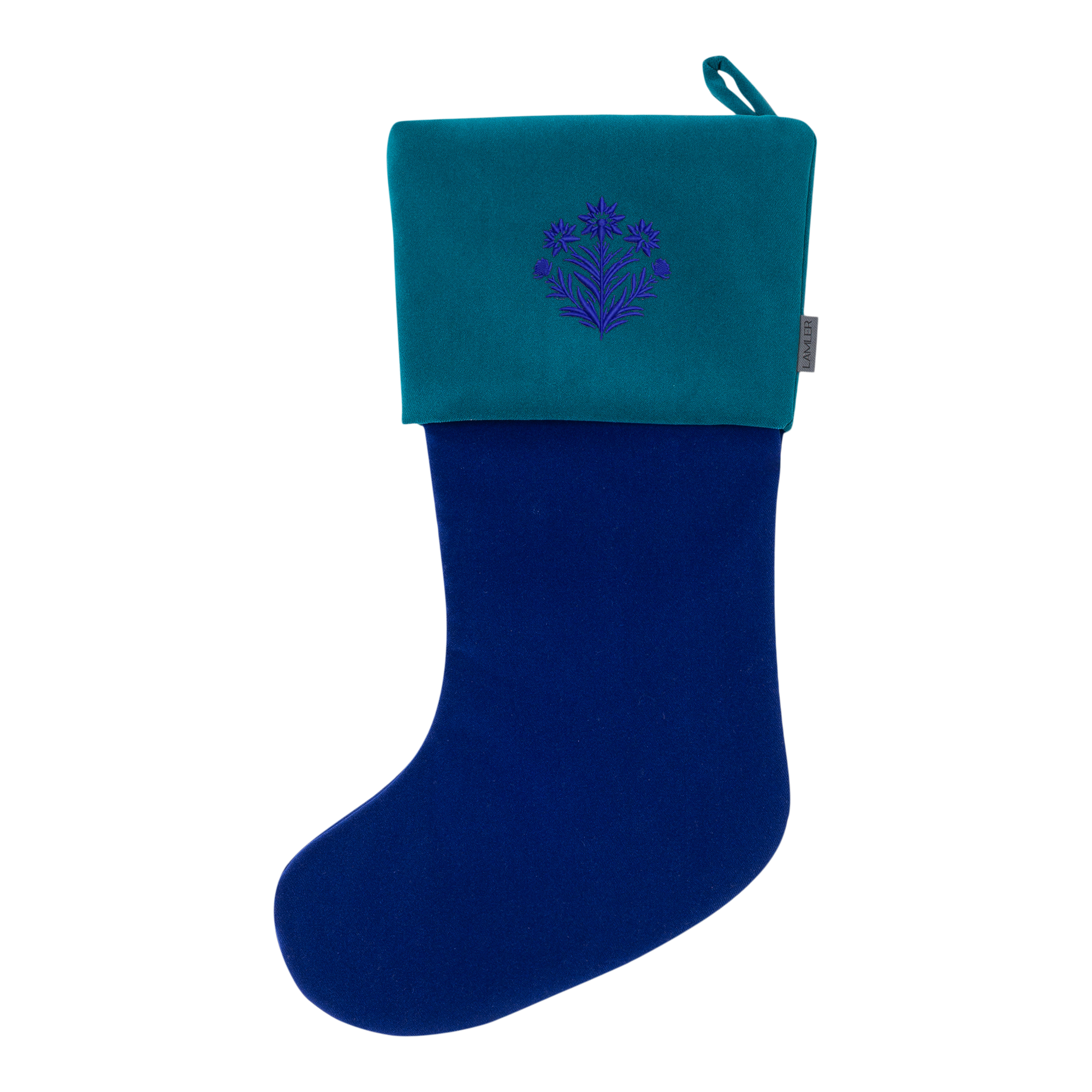 Velvet Christmas Stockings | Electric Blue/Deep Turquoise