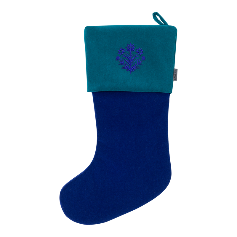 Velvet Christmas Stockings | Electric Blue/Deep Turquoise
