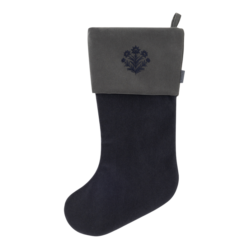 Velvet Christmas Stockings | Midnight Blue/Charcoal