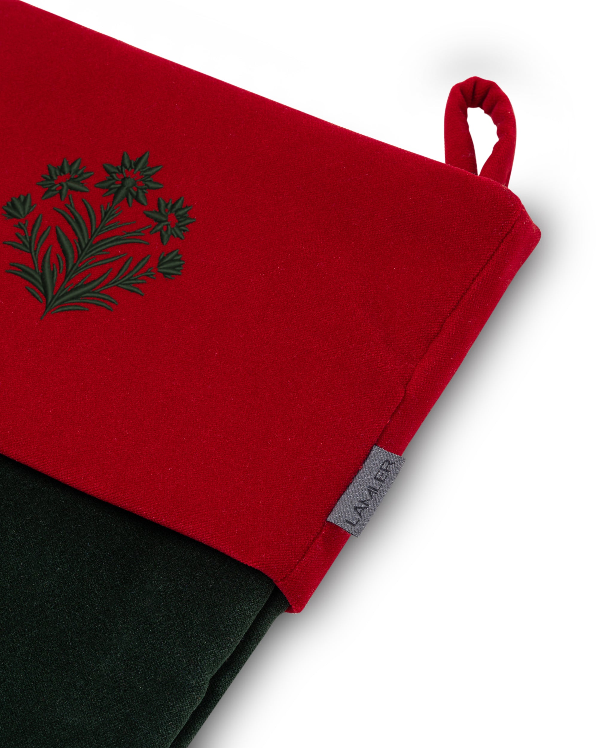 Velvet Christmas Stockings | Forest Green/Hot Red