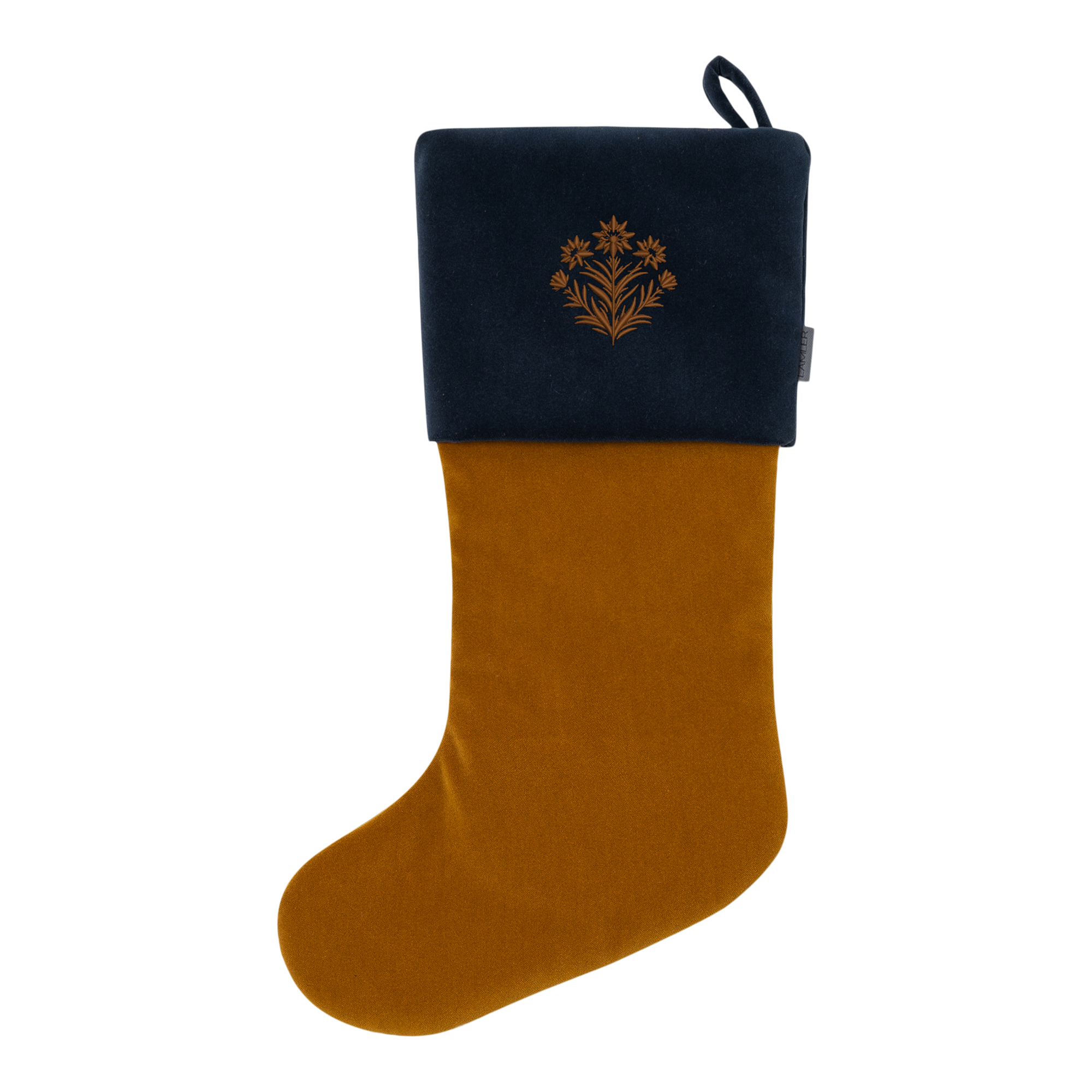 Velvet Christmas Stockings | Tobacco/Navy