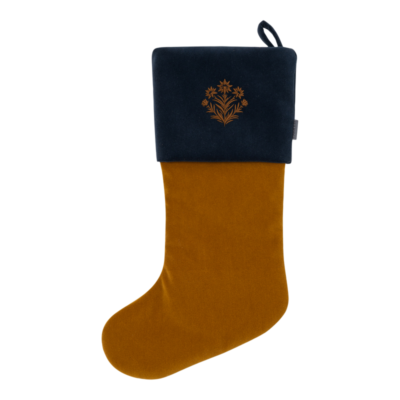 Velvet Christmas Stockings | Tobacco/Navy