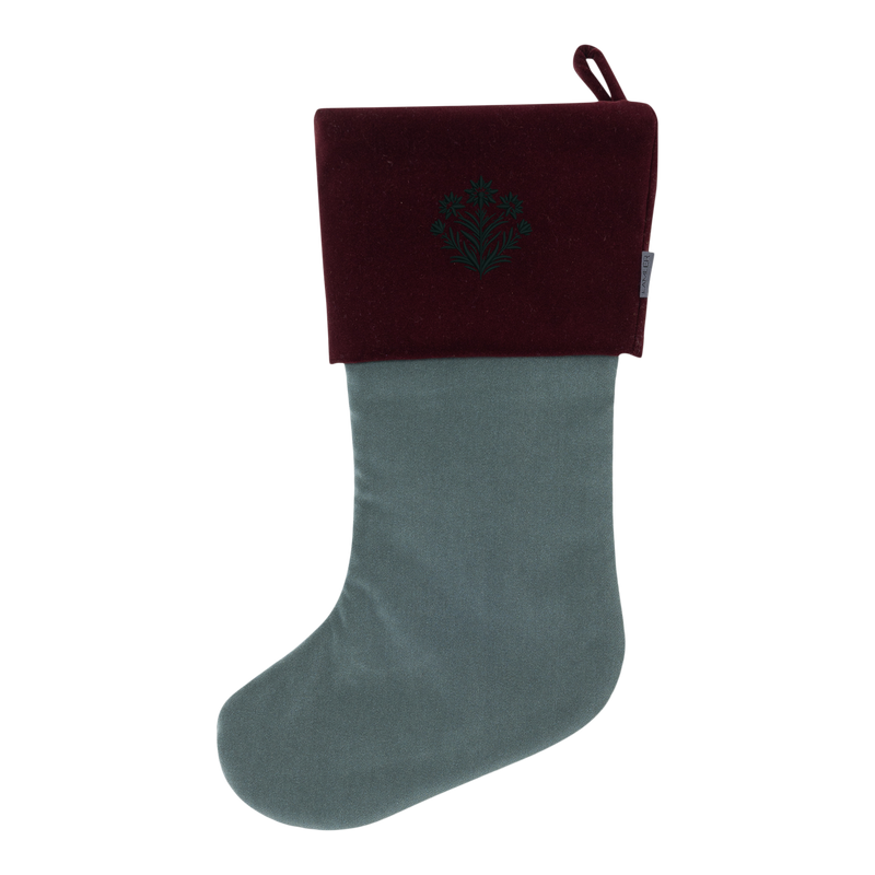 Velvet Christmas Stockings | Soft Green/Burgundy