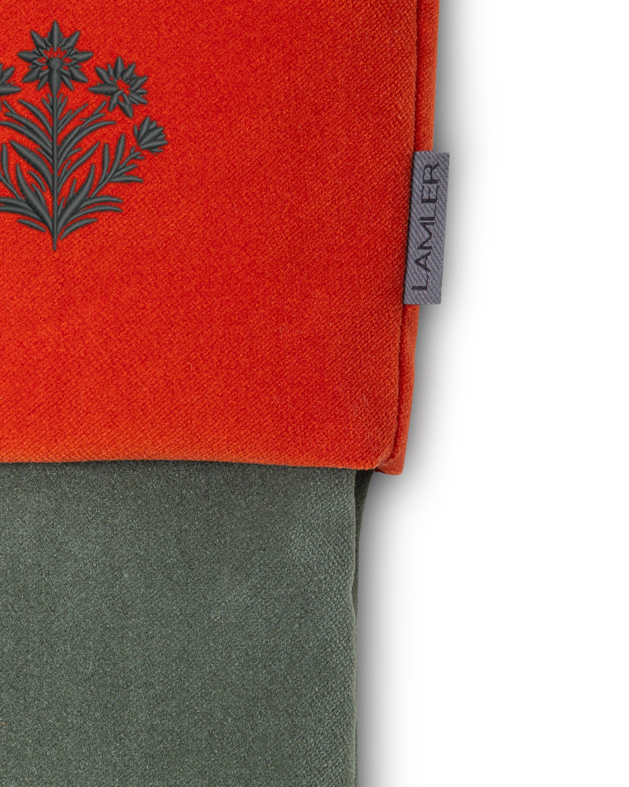 Velvet Christmas Stockings | Khaki/Rich Orange