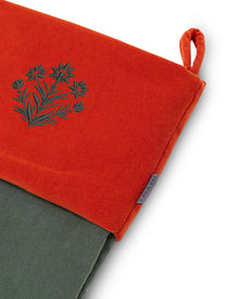 Velvet Christmas Stockings | Khaki/Rich Orange