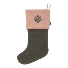 Velvet Christmas Stockings | Khaki/Powder Pink