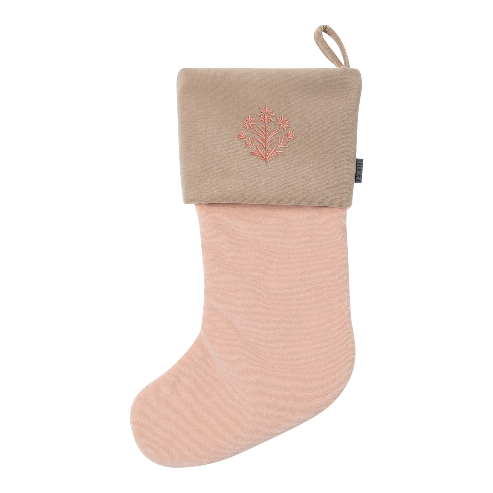 Velvet Christmas Stockings | Powder Pink/Sand