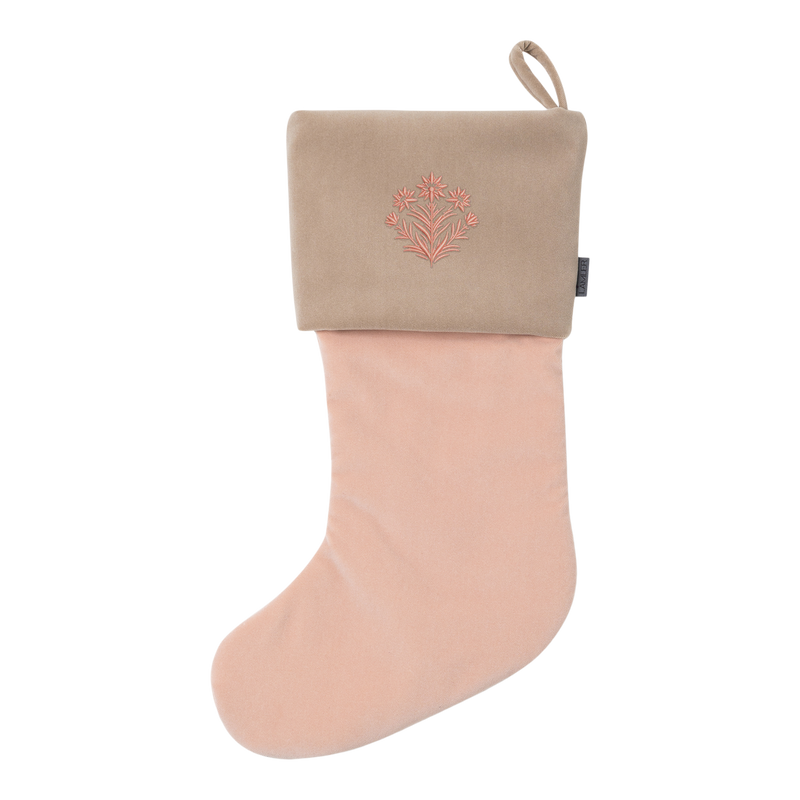 Velvet Christmas Stockings | Powder Pink/Sand