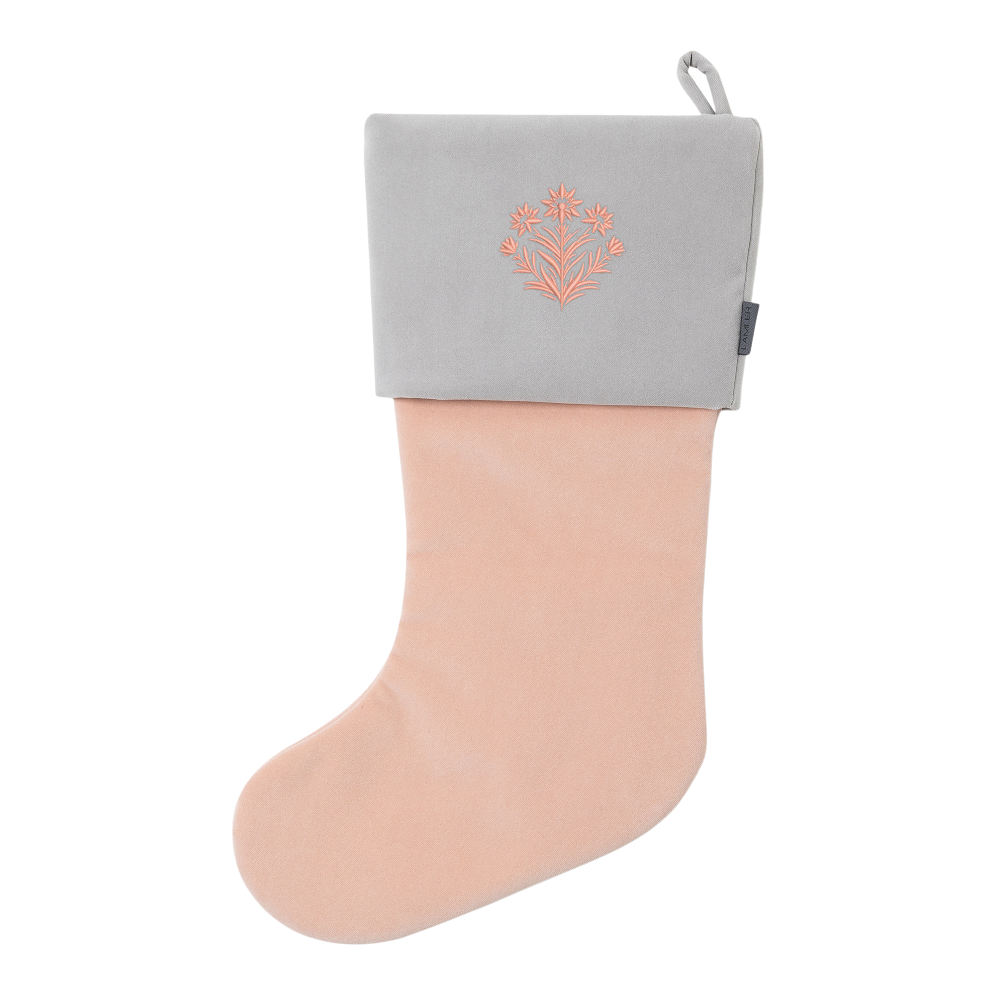 Velvet Christmas Stockings | Powder Pink/Mist Grey