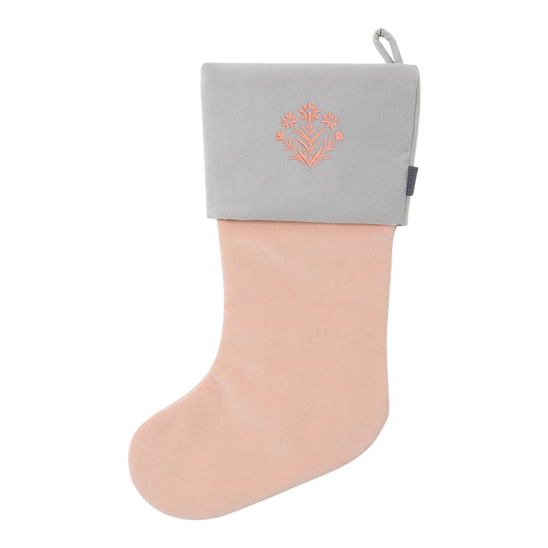 Velvet Christmas Stockings | Powder Pink/Mist Grey