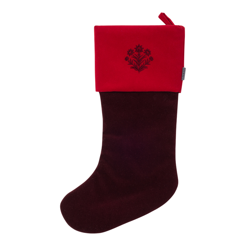 Velvet Christmas Stockings | Forest Green/Hot Red