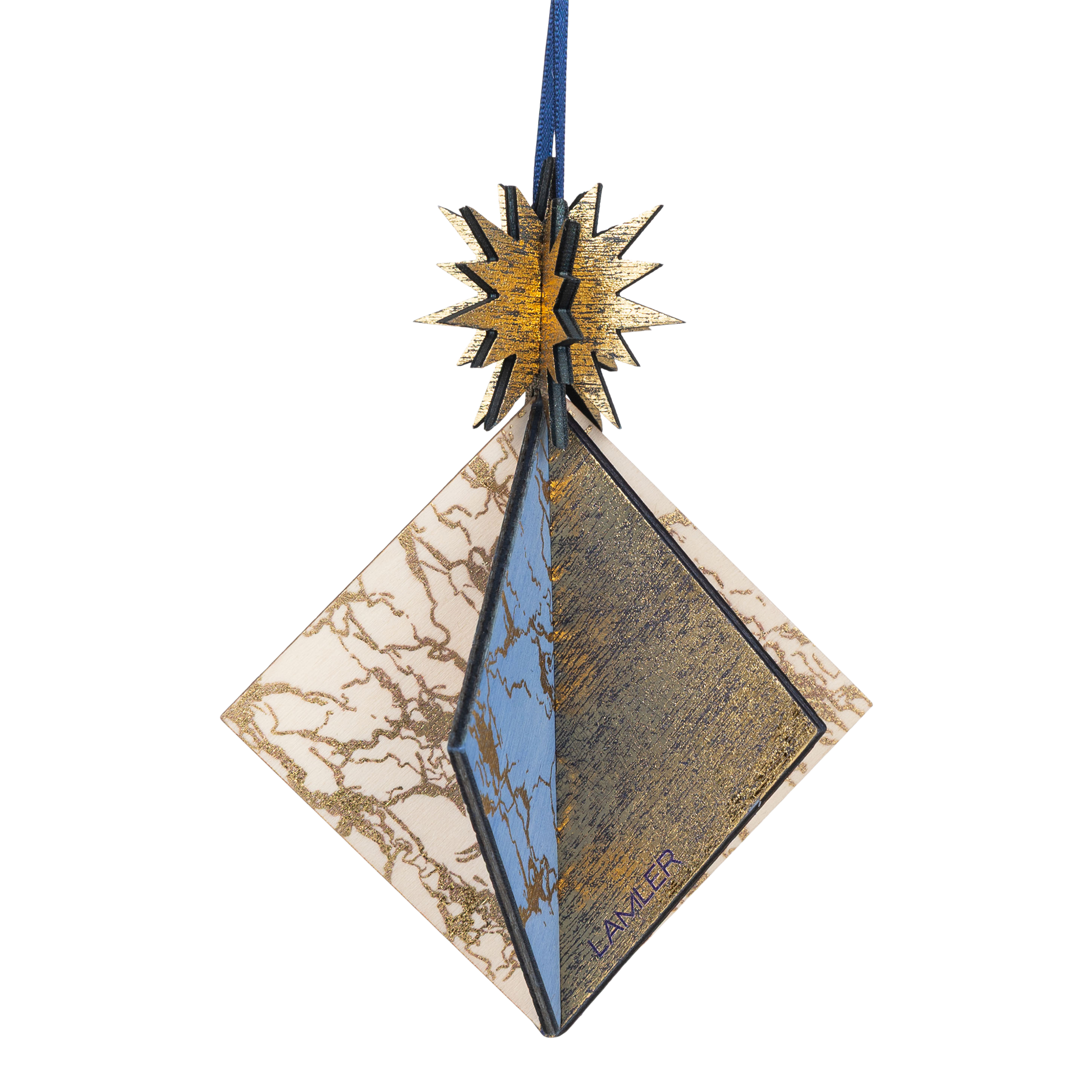 Wooden Bauble | Diamond Tile in Blue