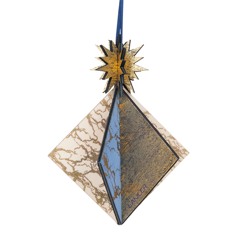 Wooden Bauble | Diamond Tile in Blue