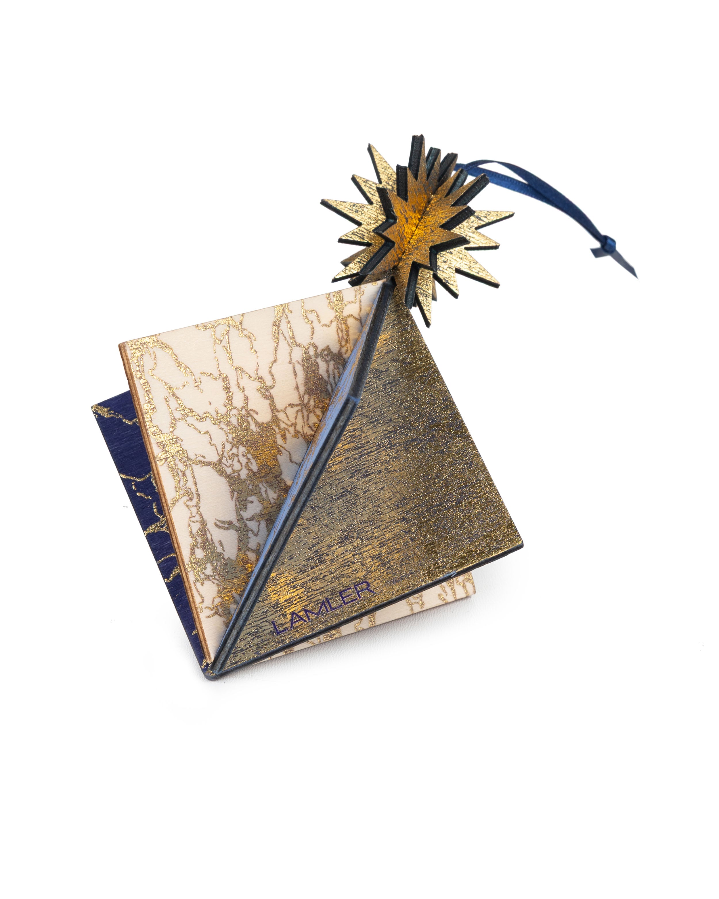 Wooden Bauble | Diamond Tile in Blue