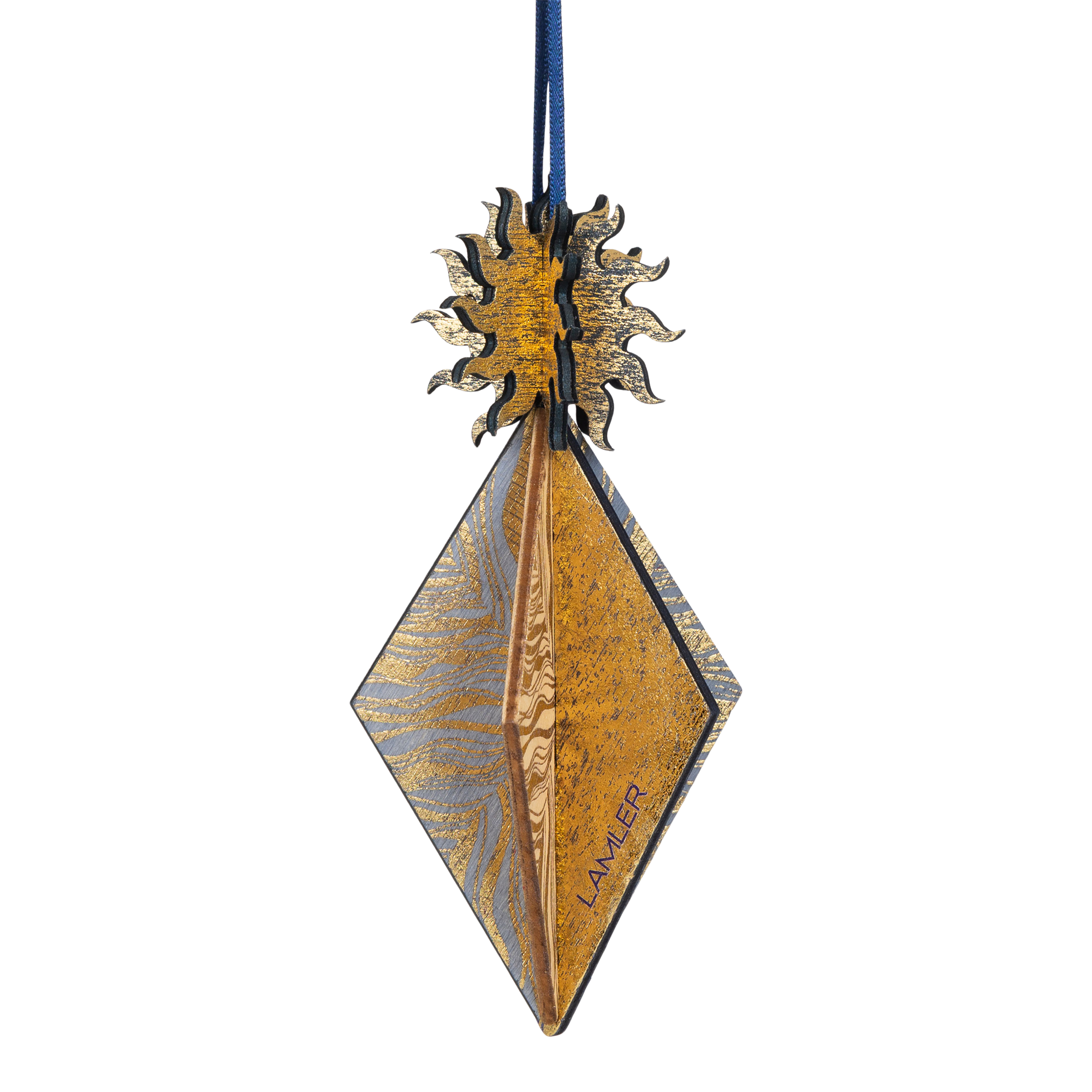 Wooden Bauble | Seed Head in Midnight Blue