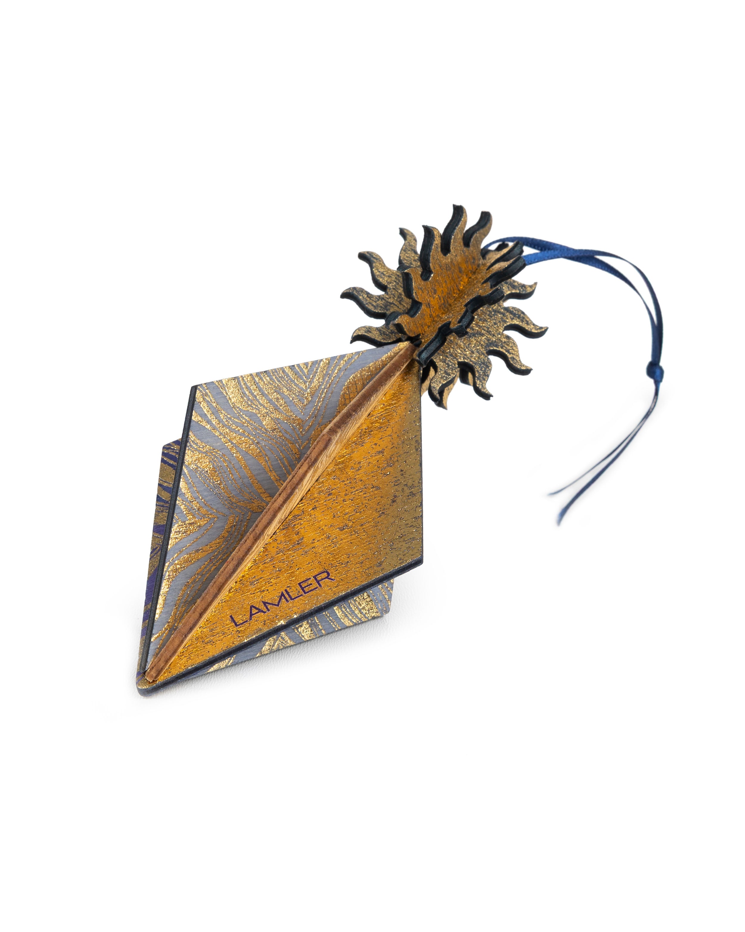 Wooden Bauble | Seed Head in Midnight Blue