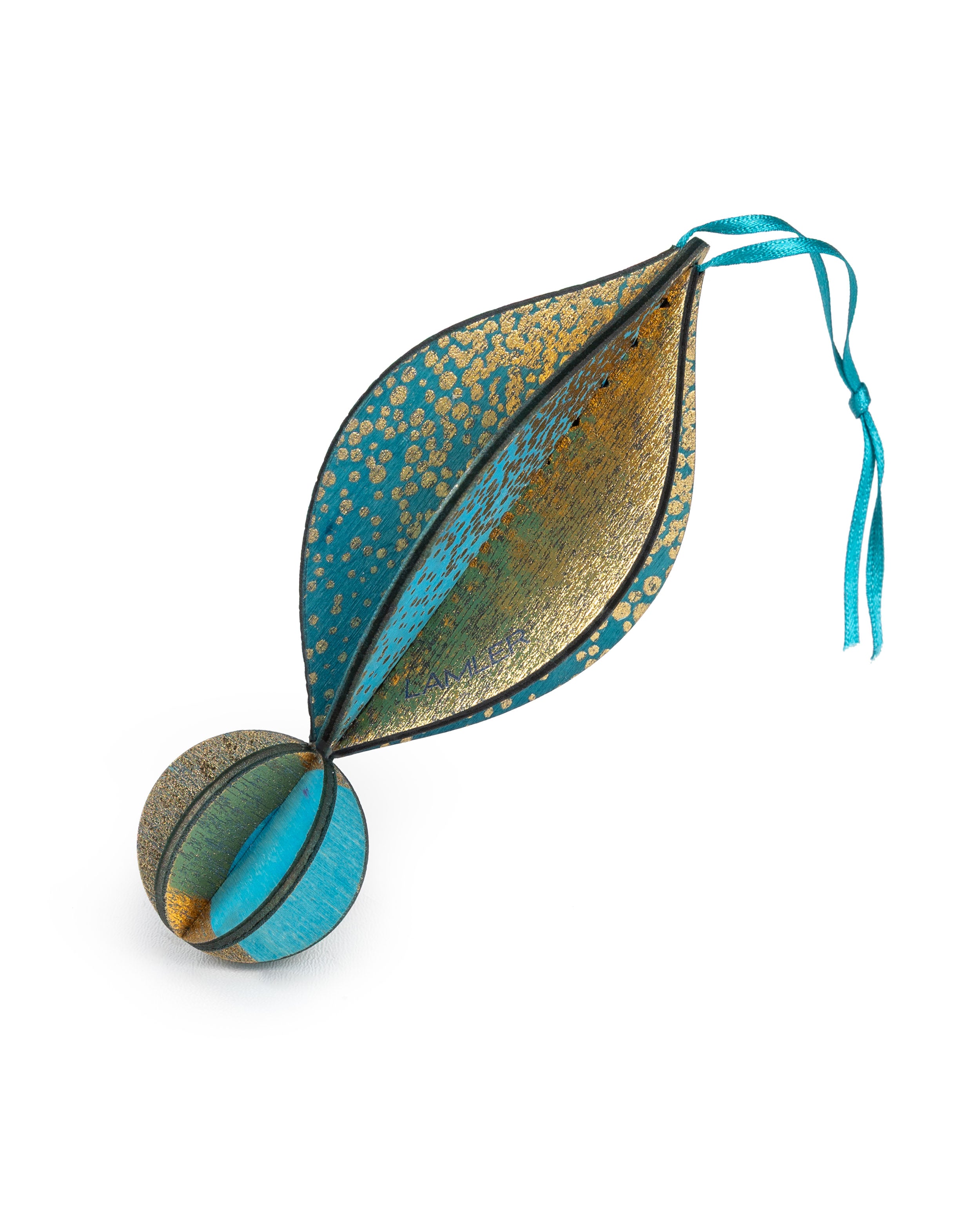 Wooden Bauble | Petal in Soft Turquoise
