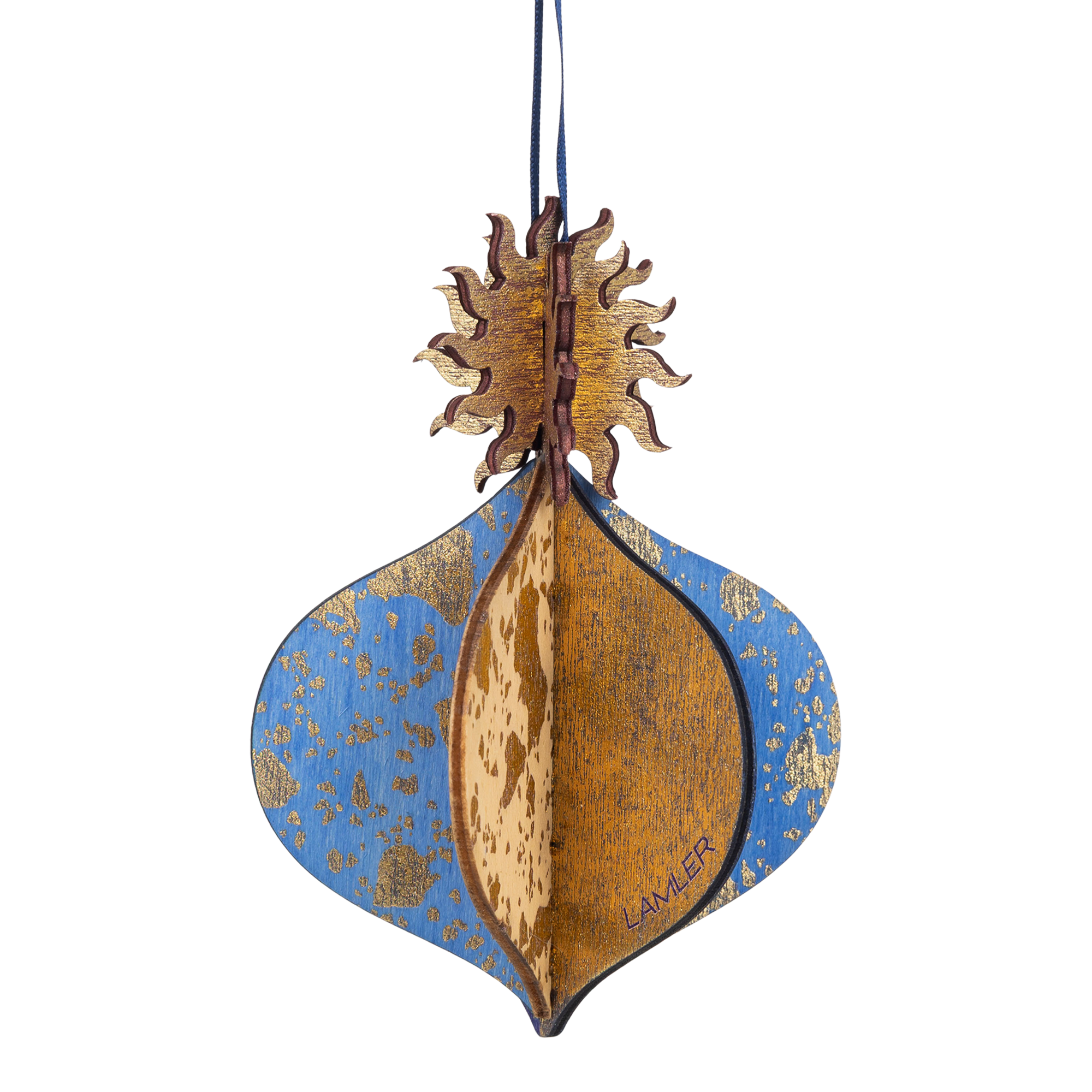 Wooden Bauble | Meringue in Midnight Blue