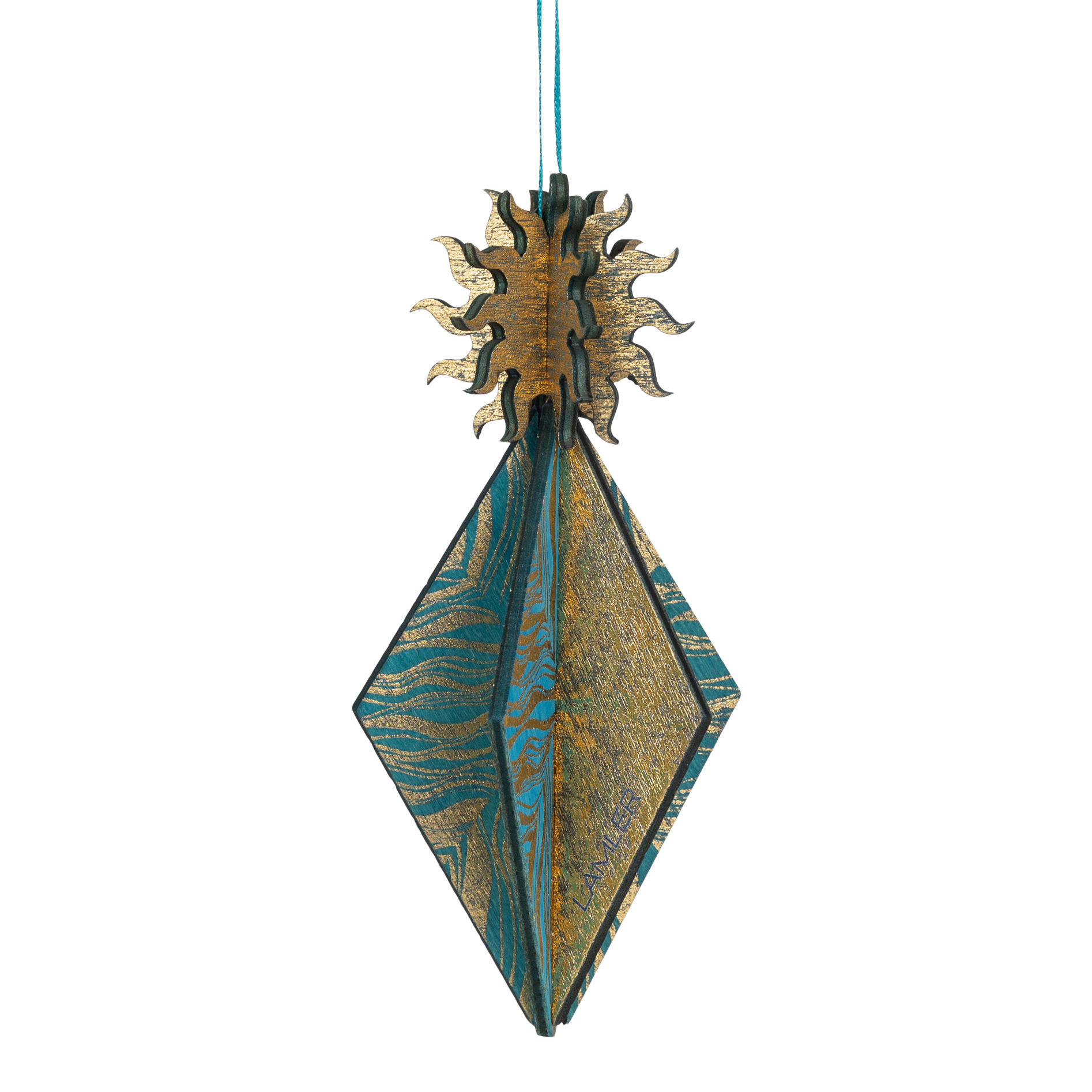 Wooden Bauble | Seed Head in Turquoise