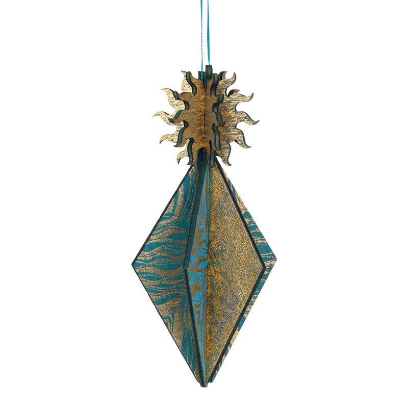 Wooden Bauble | Seed Head in Turquoise