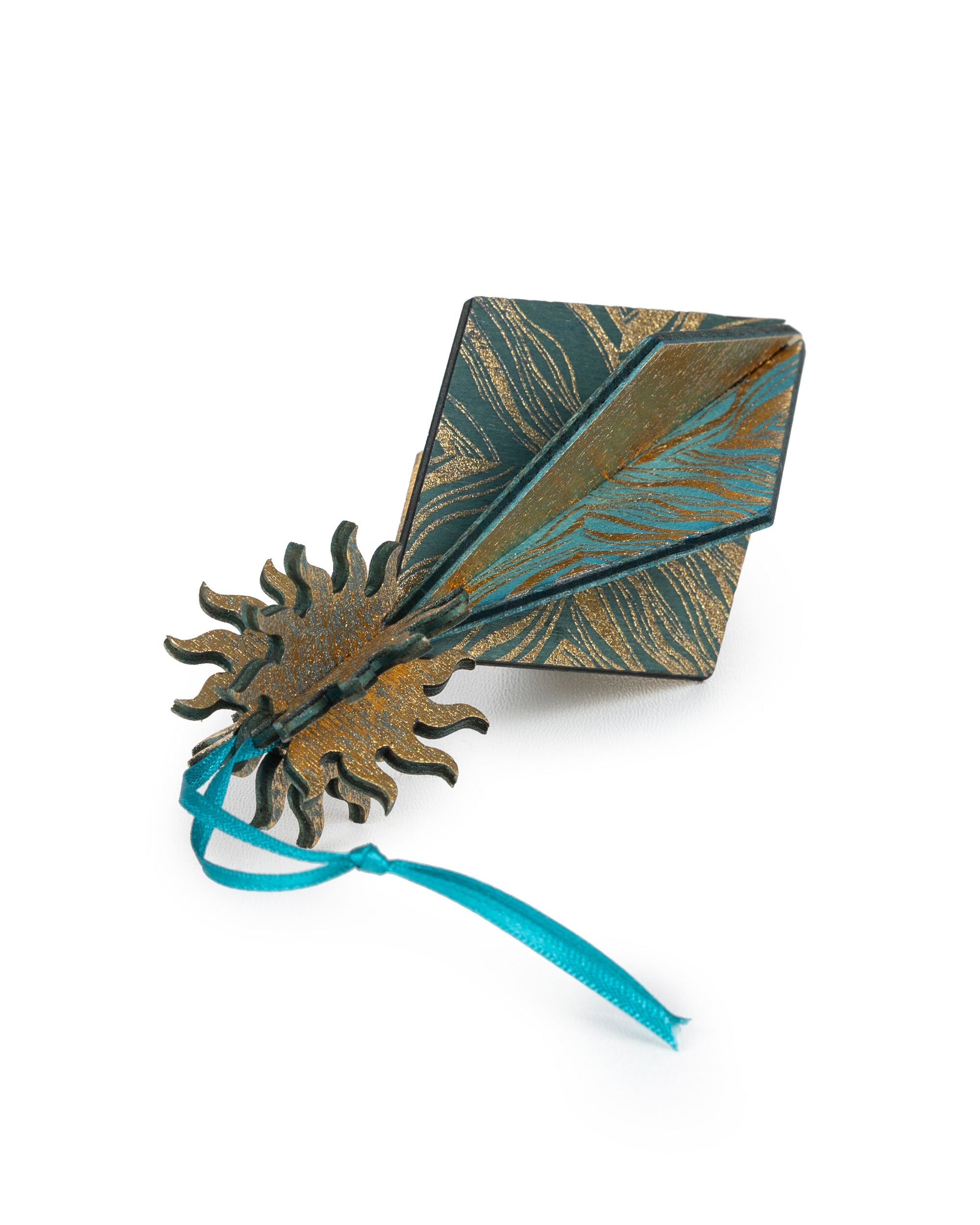 Wooden Bauble | Seed Head in Turquoise
