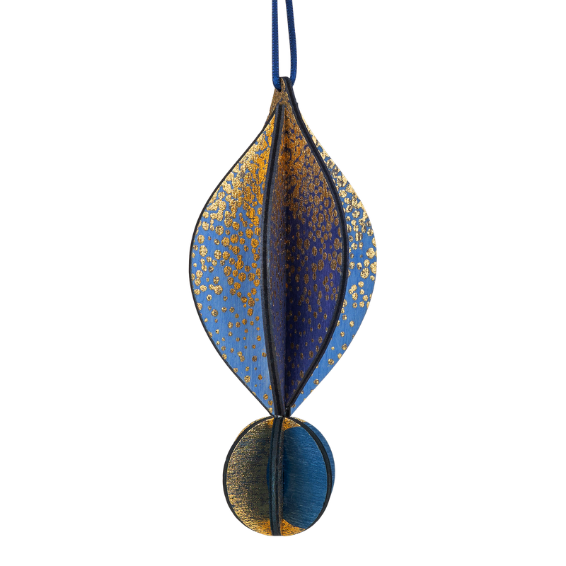 Wooden Bauble | Petal in Midnight Blue