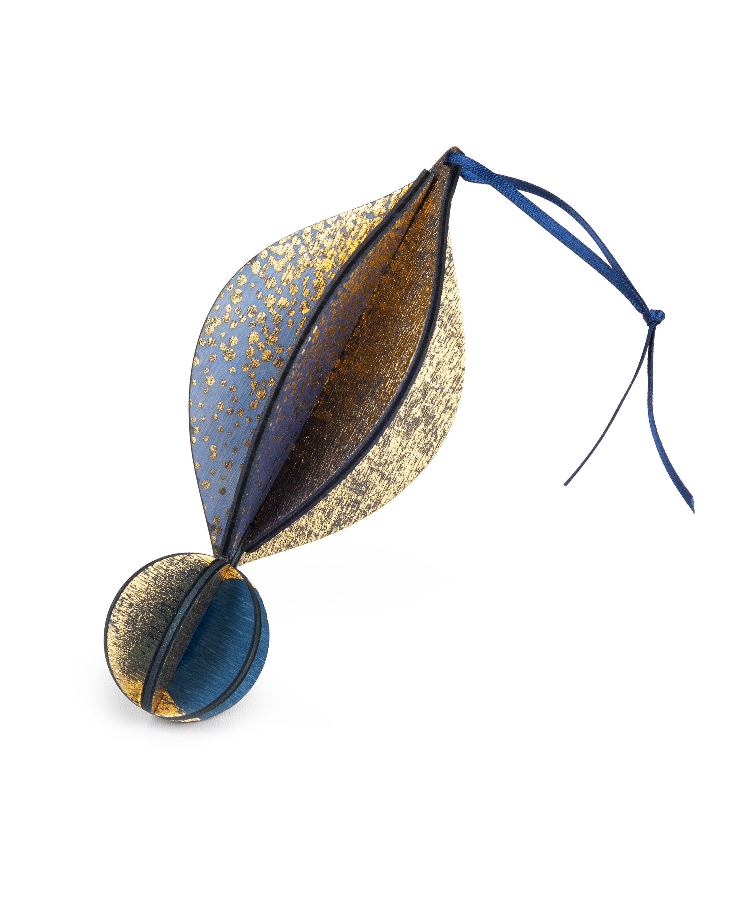 Wooden Bauble | Petal in Midnight Blue