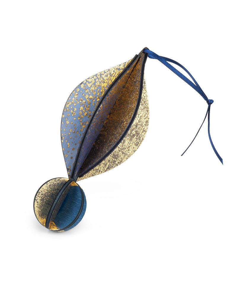 Wooden Bauble | Petal in Midnight Blue