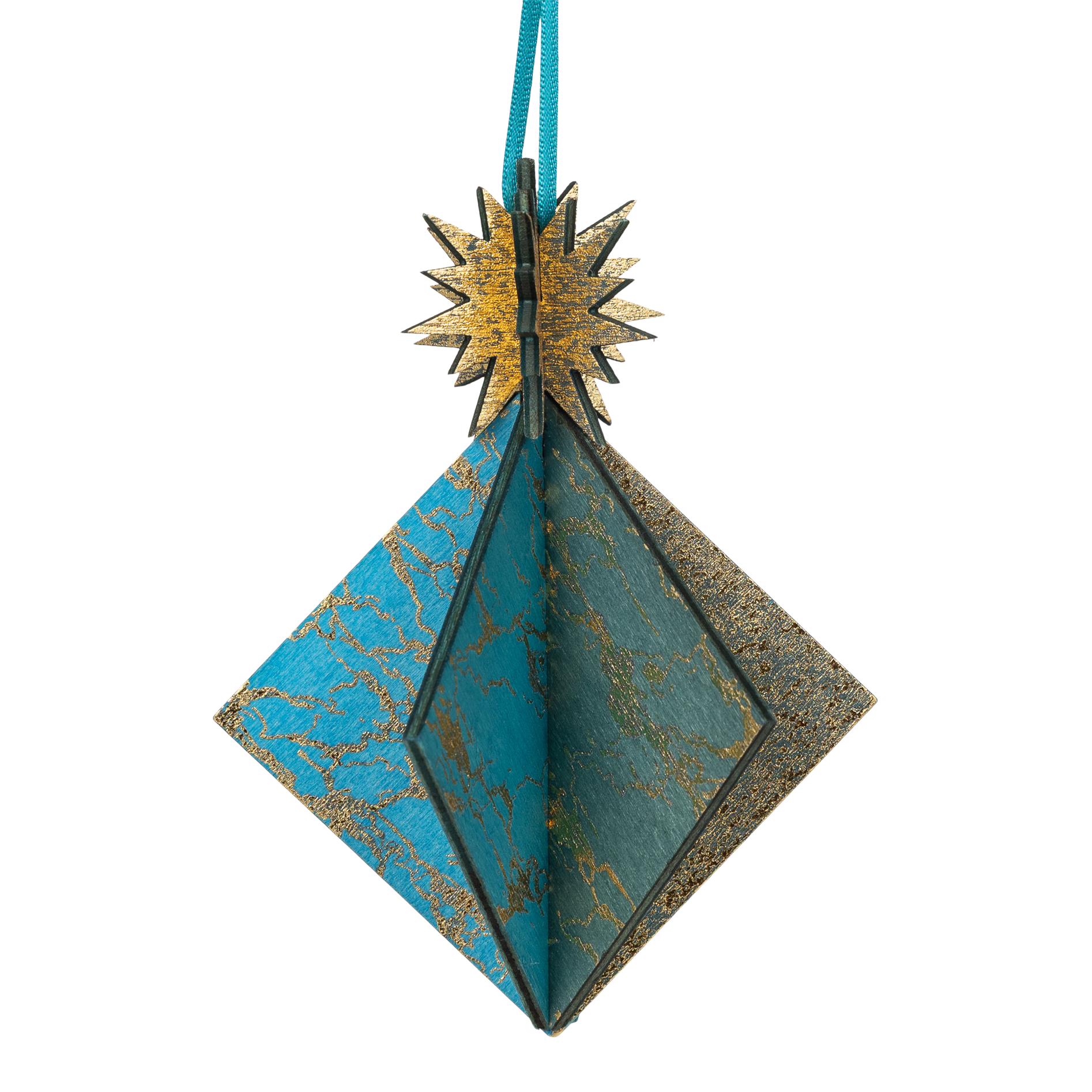 Wooden Bauble | Diamond Tile in Turquoise